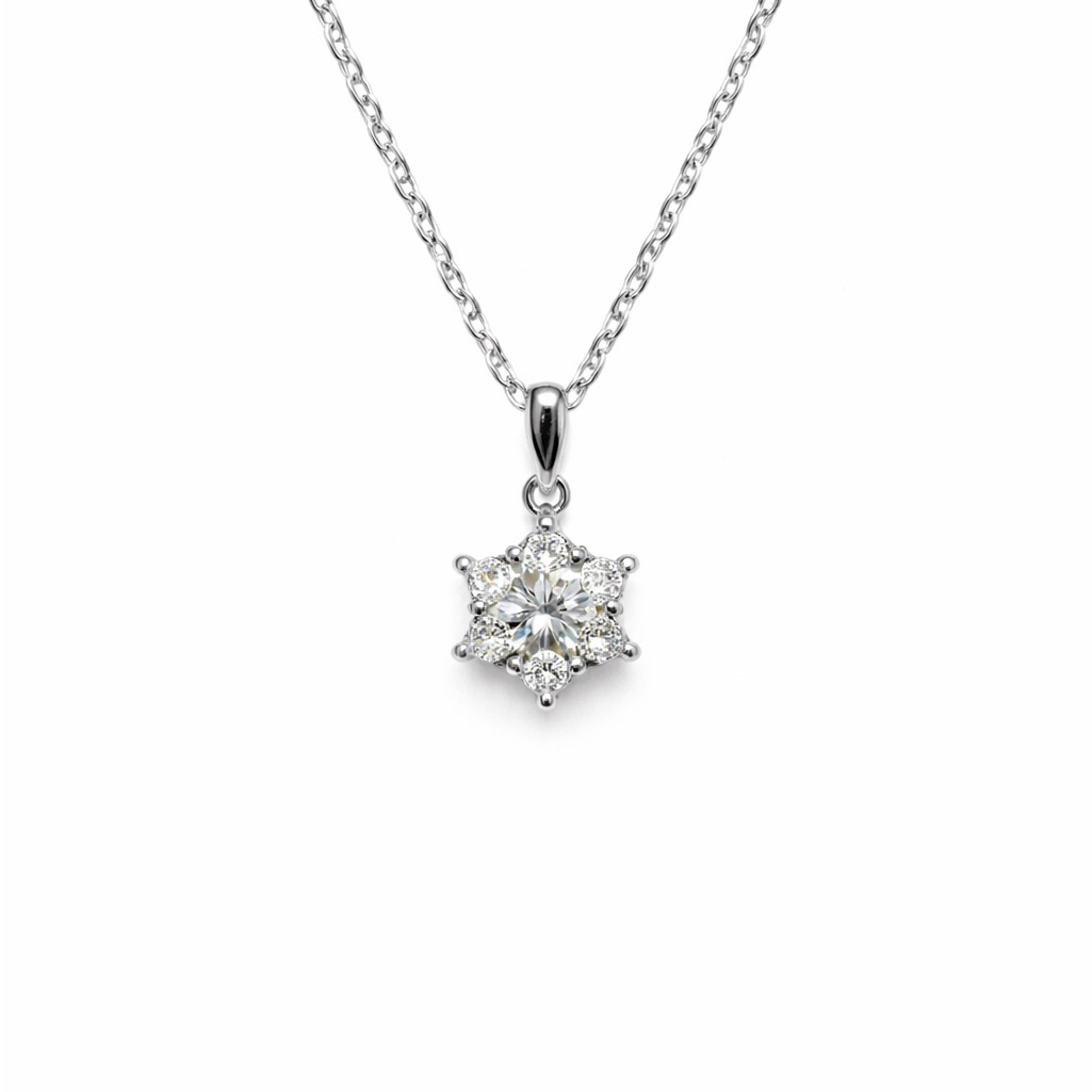 1 Ct Moissanite Diamond Snowflake Necklace
